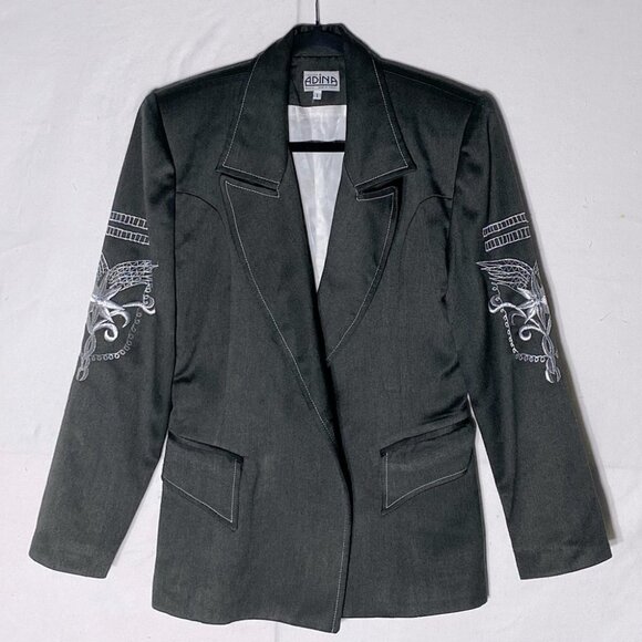 ADINA Grey Green Embroidered Blazer M - Picture 1 of 14